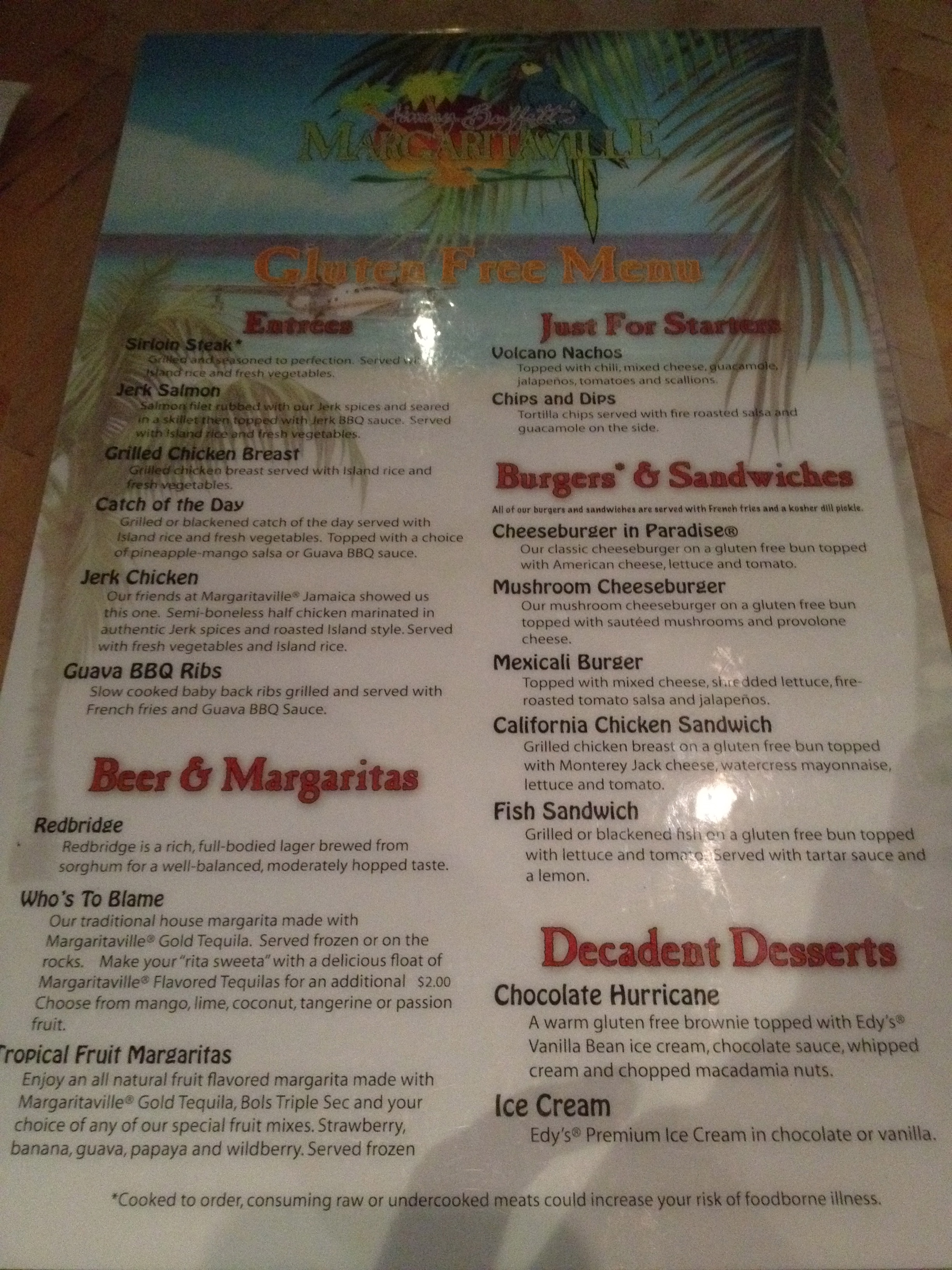 Margaritaville menu deals